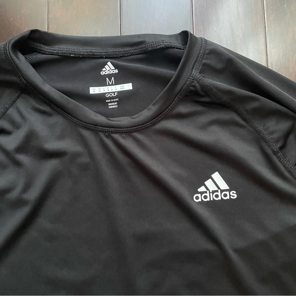 Adidas Mens Golf Size Medium M Long Sleeve Shirt Black - Picture 2 of 5